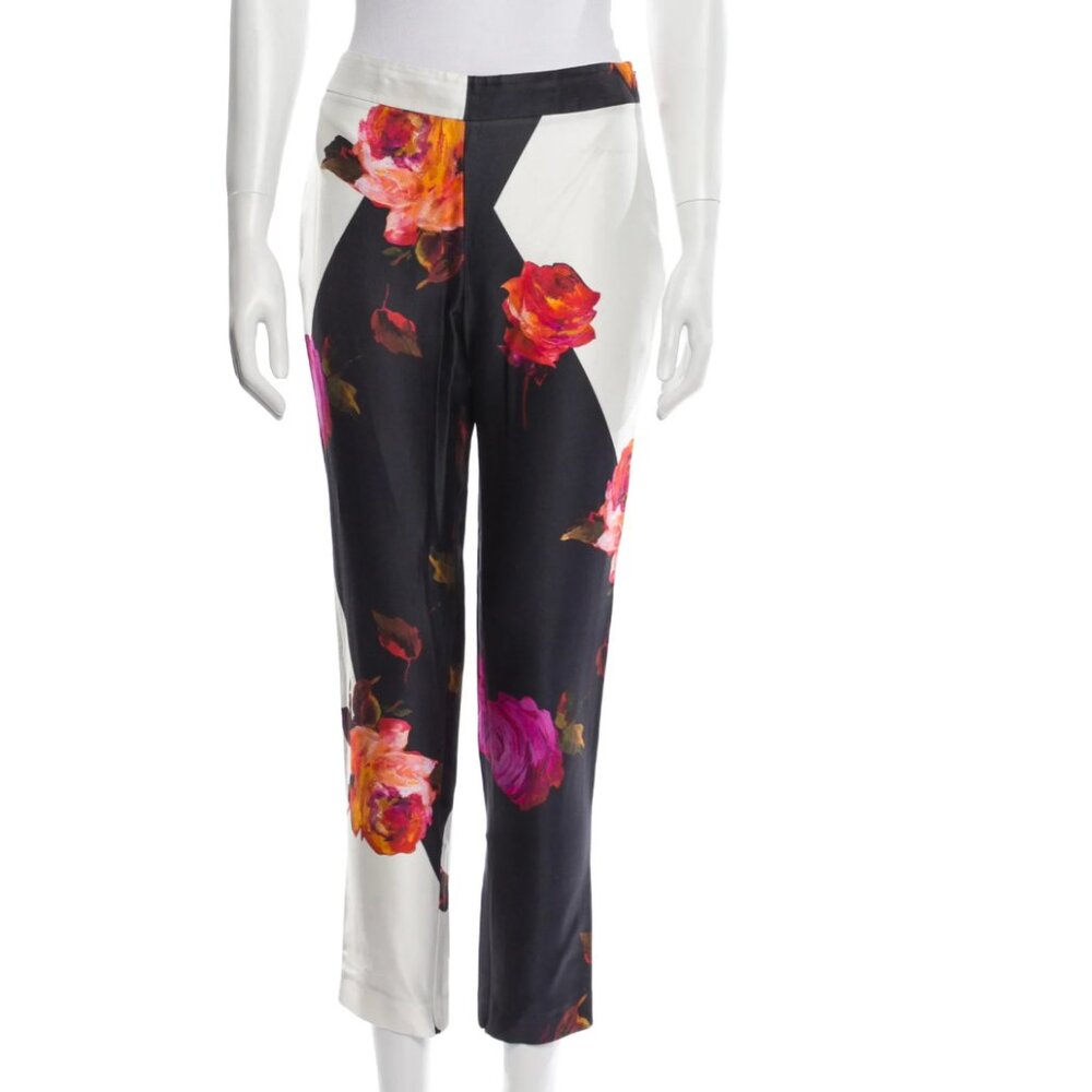 Blumarine Silk Floral Print Straight Leg Pants IT40